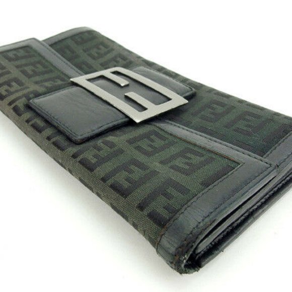 Authentic Fendi Wallet Purse Long Wallet Zucchino Black Black Woman - Picture 2 of 6